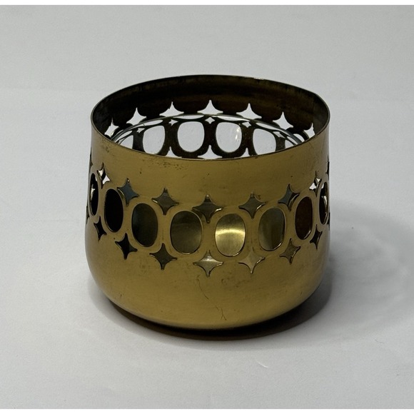Accent Other - Brass Votive‎ Accent Candle Dish W/ Tea Light Holder Small Celestial Stars Ovals